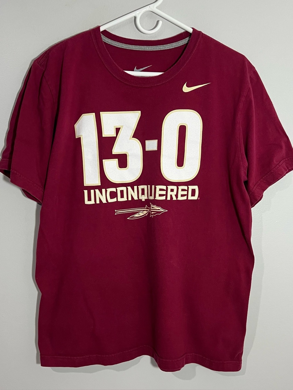 Nike FSU Florida State Seminoles Football 13-0 Unconquered T-Shirt Mens Large